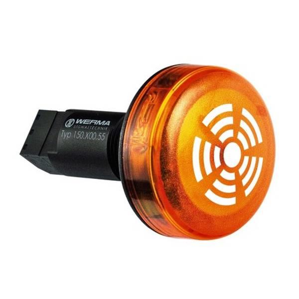 150.300.68 Werma  Combi Buzzer 150 230vAC øM22,5 3:YELLOW 80dB(A) LED IP65 Continuous Tone